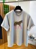 Spring Plus Size Year of the Horse Printed T-shirt - Women's Loose Short Sleeve Top