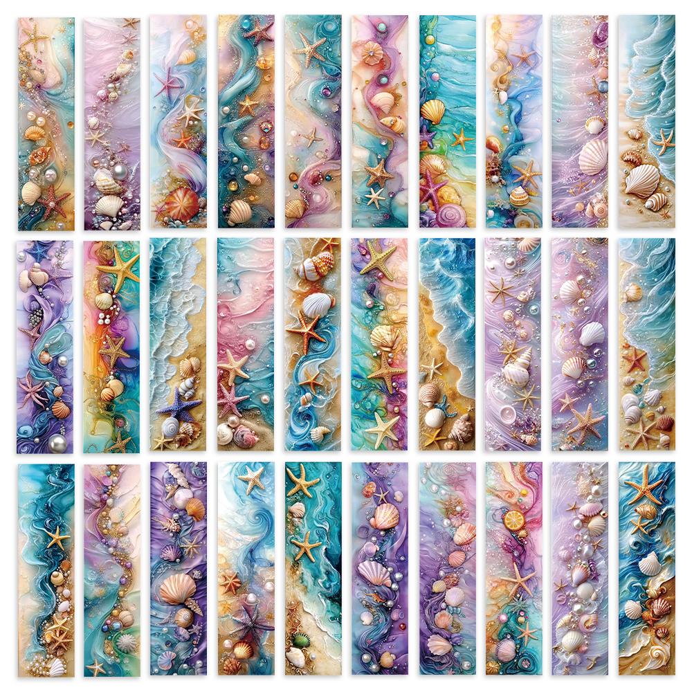 

32pcs, fantasy ocean bookmarks, beach/shells, suitable for teachers, readers, and book lovers, birthday gifts