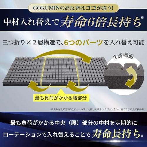GOKUMIN Mattress [High-Resilience 180N 250N Dual-Layer Grand Mattress] 10cm Thick, Tri-Foldable, Firm, Foldable, Textured, High-Density, 34D, Perfect
