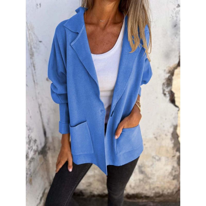 Women S Casual Versatile Lapel Pocket Long Sleeve Jacket