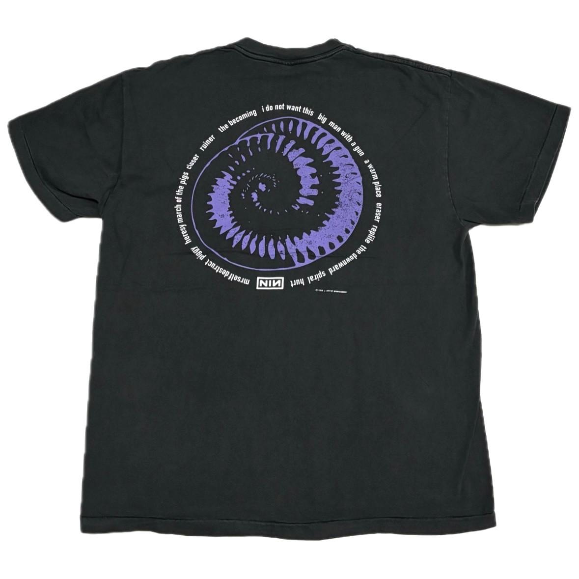 ВИНТАЖ 1994 Вышитая футболка NIN тур XL The Downward Spiral РЕПРИНТ 4XL