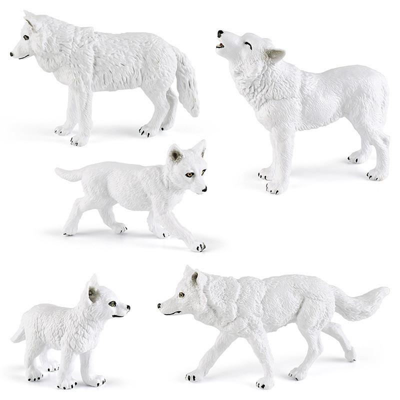 High Quality Pvc Arctic Wolf Figurine Set Including Howling And Standing Wolves
