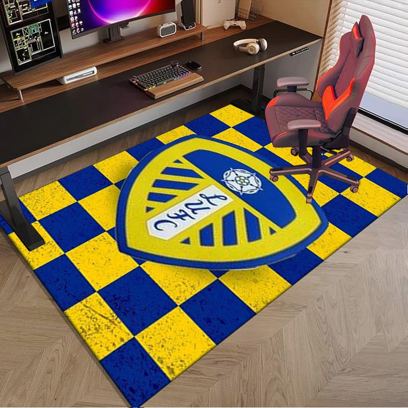 Leeds Crest Design Printed Area Rug for Office, Chair Rug, Decorative Carpet Floor Mat, Large Size Fan gifts Christmas gifts