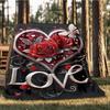 1pc Heart Roses Love Throw Blanket Polyester Fiber, Lightweight Flannel, Soft & Warm, All Season Use for Outdoor, Camping