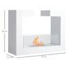 Tisch-Bioethanol-Kamin 2000W aus Edelstahl Geruchlos mit Glas 78 x 25 x 58 cm Weiß