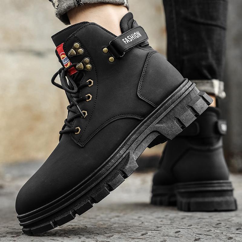 New Fashion Autumn And Winter Men's High Top Martin Boots Students Male Boys Trending Soft Sole Work Shoes Labor Protection Martin Sneakers