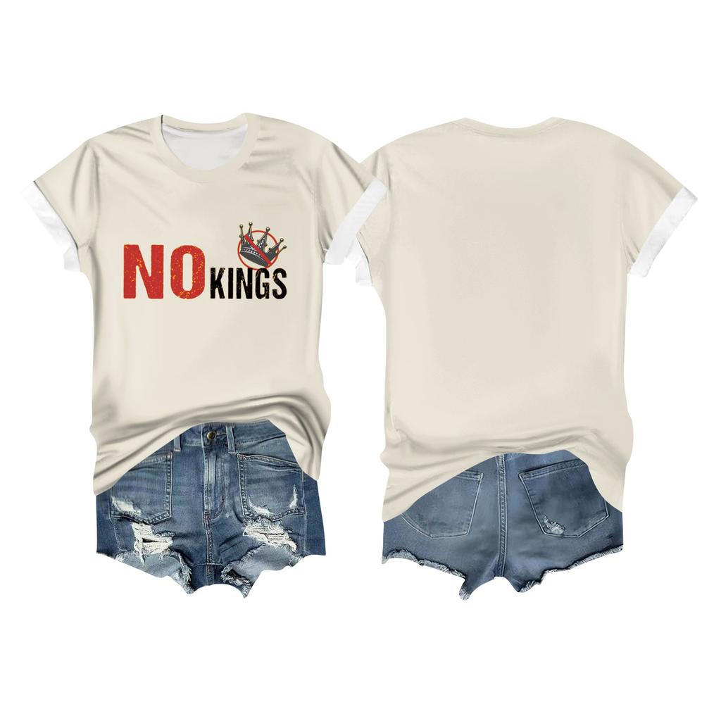 Women's Casual Printed T-shirt Round Neck Pullover Short-sleeved Top