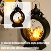 Classical Vintage Halloween Plastic Lanterns LED Decoration With Bat Pumpkins Pattern Indoor Party Decors