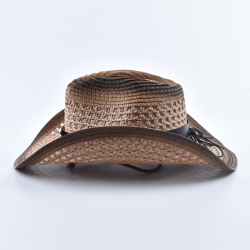 Straw Western Cowboy Hat for Women Men Summer Hollow Out Beach Sun Hats