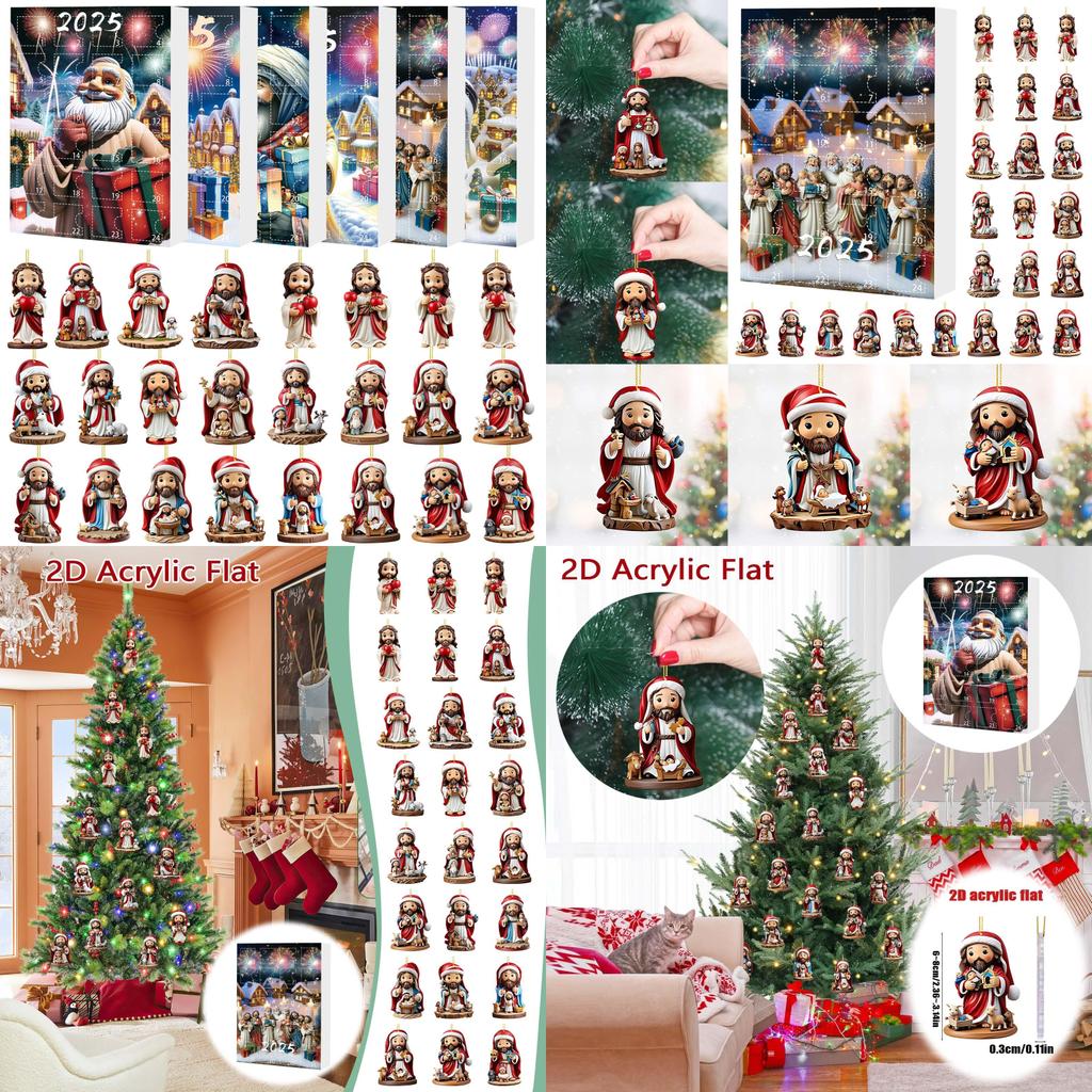 Christmas Countdown Calendar Box With Santa Claus Acrylic Assembled Decor For Holiday Gift Giving