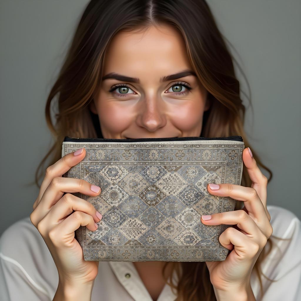 New Creative Pattern Zipper Storage Bag Printed Fine Hemp Cloth Bag Women's Multi Functional Makeup Bag