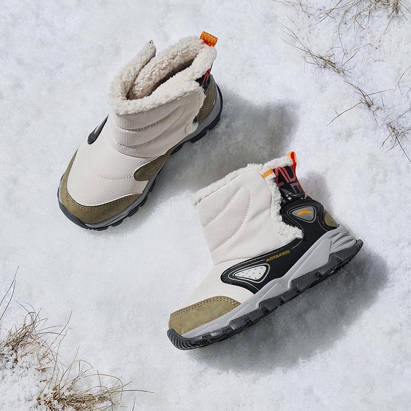 Anta Kids Trendy Fashion Thickened Warm High-Top Boots Kids boots Chalk-White Jungle-Green Black A12449942-2