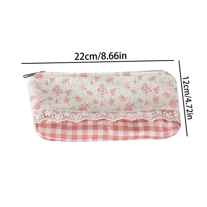 Cosmetics Bag High Quality Lace Floral Design Pen Bag Large Capacity Multifunctional Stationery Bag Pencil Case Students