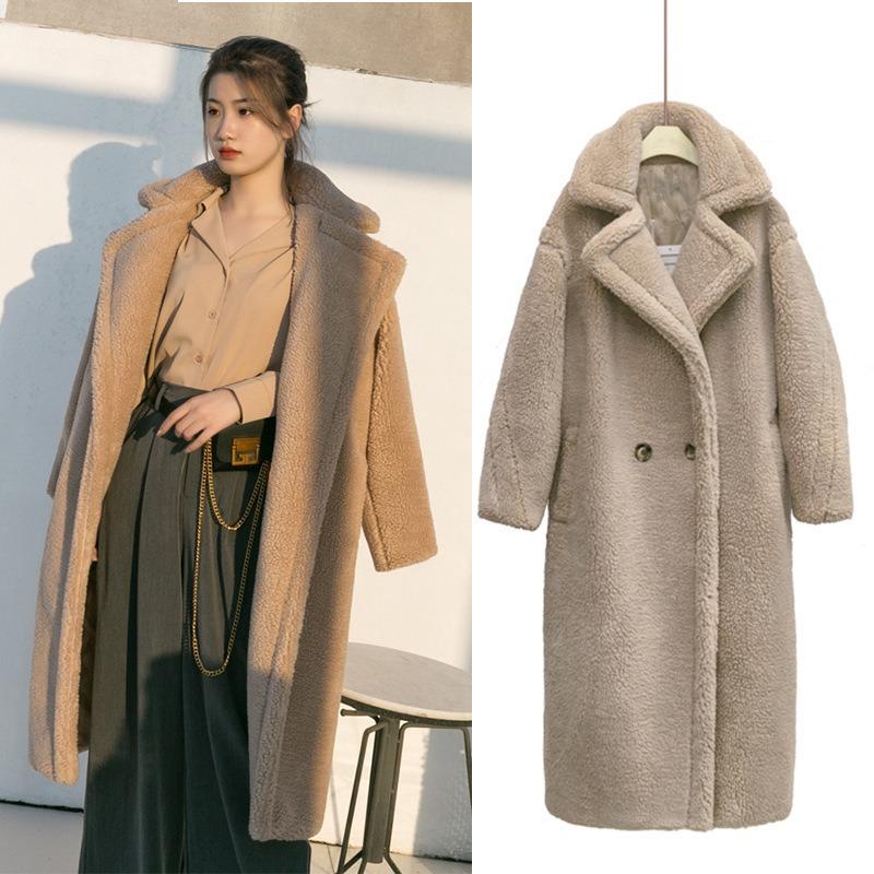Imitation fur 2 particles imitation wool coat long coat teddy bear imitation fur long coat