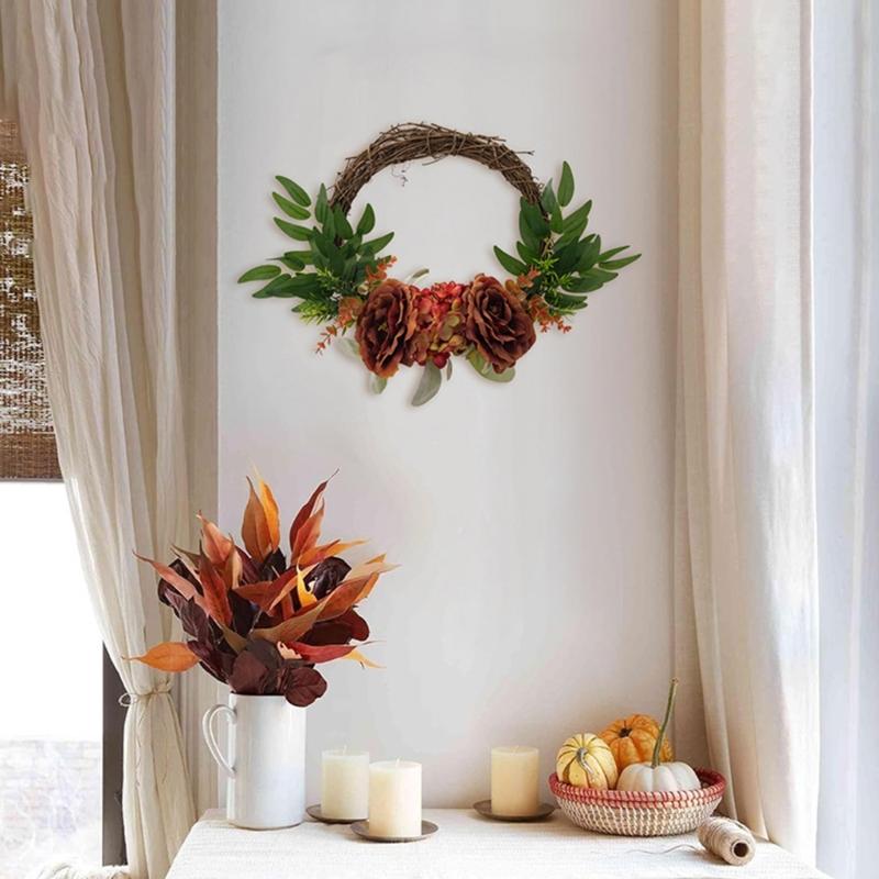 Artificial Flower Wreath for Front Door Farmhouses Garden Wedding Indoor and Outdoor Decorations, Spring Wreath