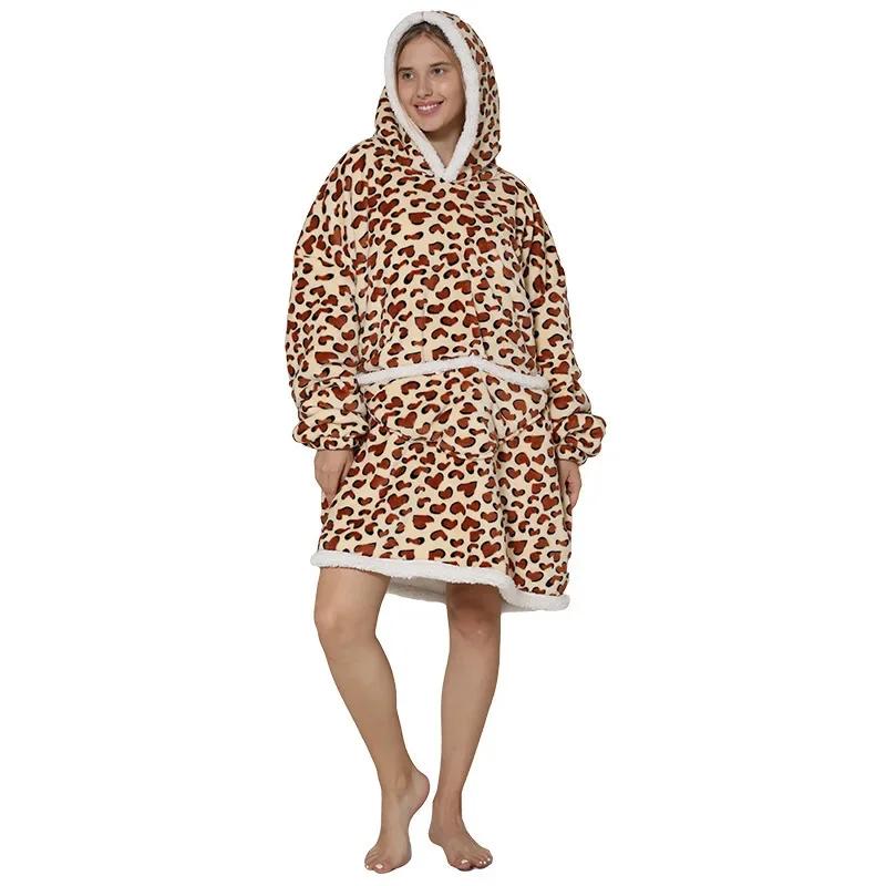 Warm Hooded Sherpa Blanket With Sleeves Ultra Soft Fleece Sweatshirt Throw Thick Winter Flannel Hoodie Blankets Home Textile