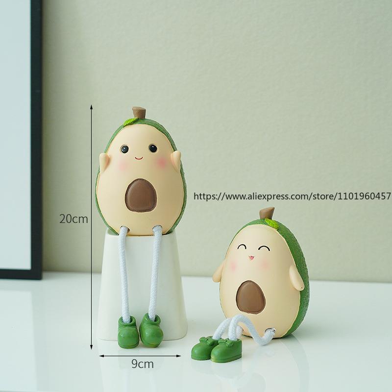 Entzückende Mädchenhafte Heimdeko Harz Avocado Ornament Hängende Puppe Kreative Desktop Figur Geschenk