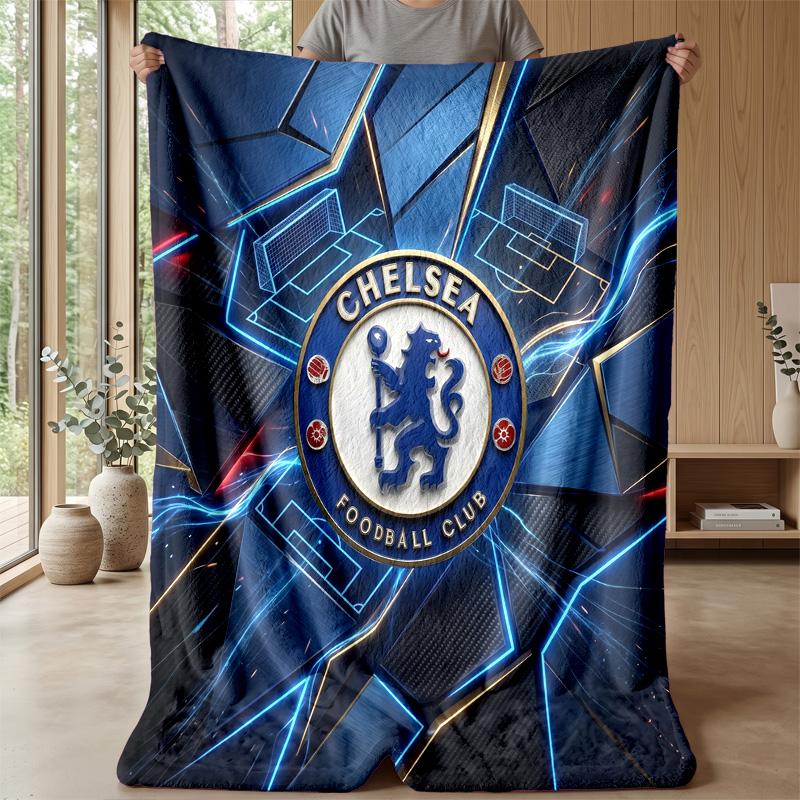 Chelsea FC Theme Blanket Soft Flannel Blanket Plush Throw Blanket Cozy Sofa Bed Blanket for Home Decor