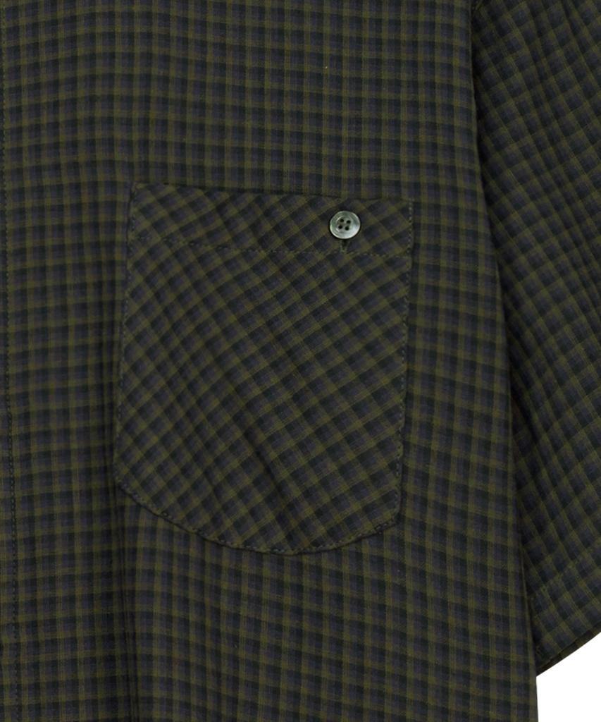 SLOWACID Gingham Check Short Sleeve Shirt [Khaki]
