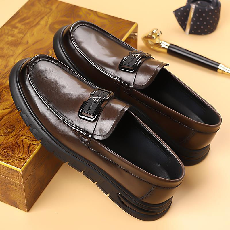 Fashion None Slip Mens Stitching Loafers Handmade Leather Business Shoes Wedding Formal Casual Shoes New Leisure Walk Male Slip On Flats