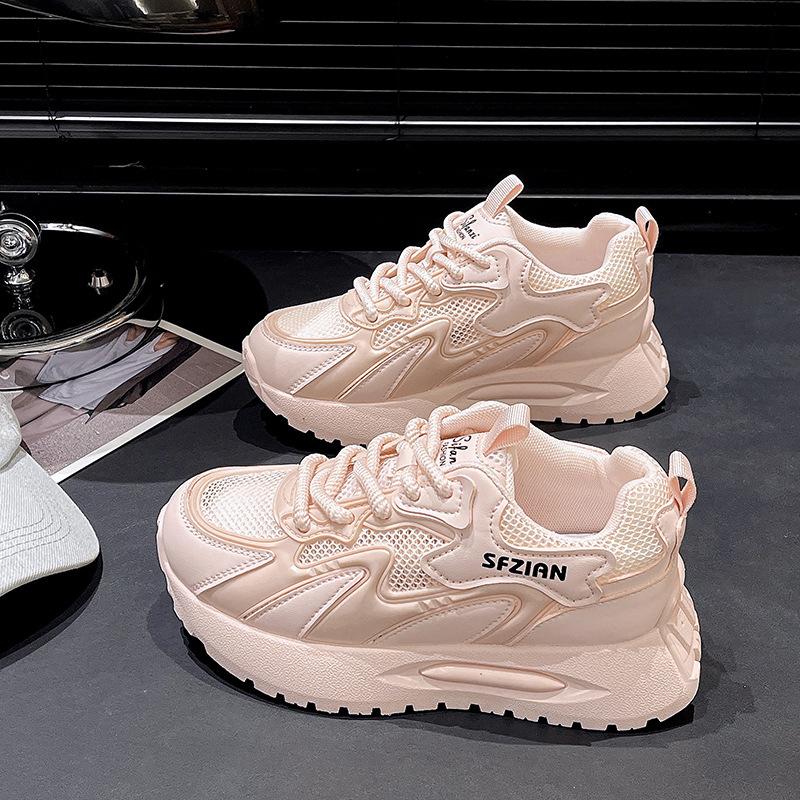 

Женские кроссовки «папины кроссовки» 2024 лето новые сетчатые дышащие повседневные универсальные на маленькой толстой подошве увеличивающие рост спортивные беговые кроссовки 40 розовый