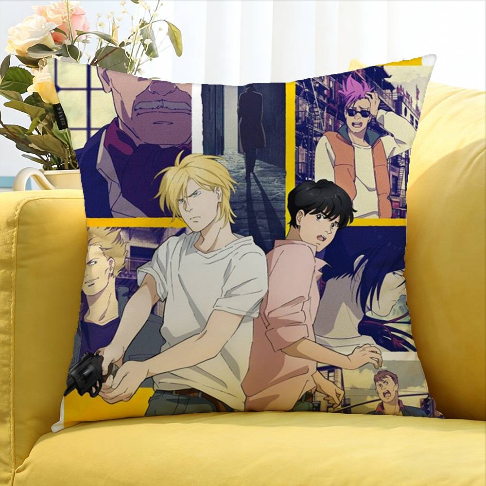Banana Fish Anime Verschiedene Größen Quadratische Kissenhülle Für Auto Haus Schlafzimmer Dekoration