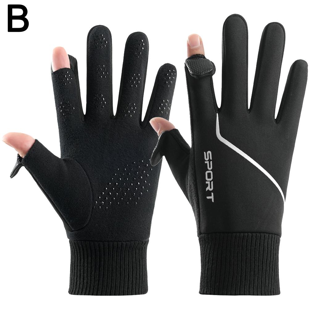 Touch Screen Winter Thermal Gloves Windproof And Warm For Driving Cycling Riding Running For Men Women Two Finger Flap I2G8