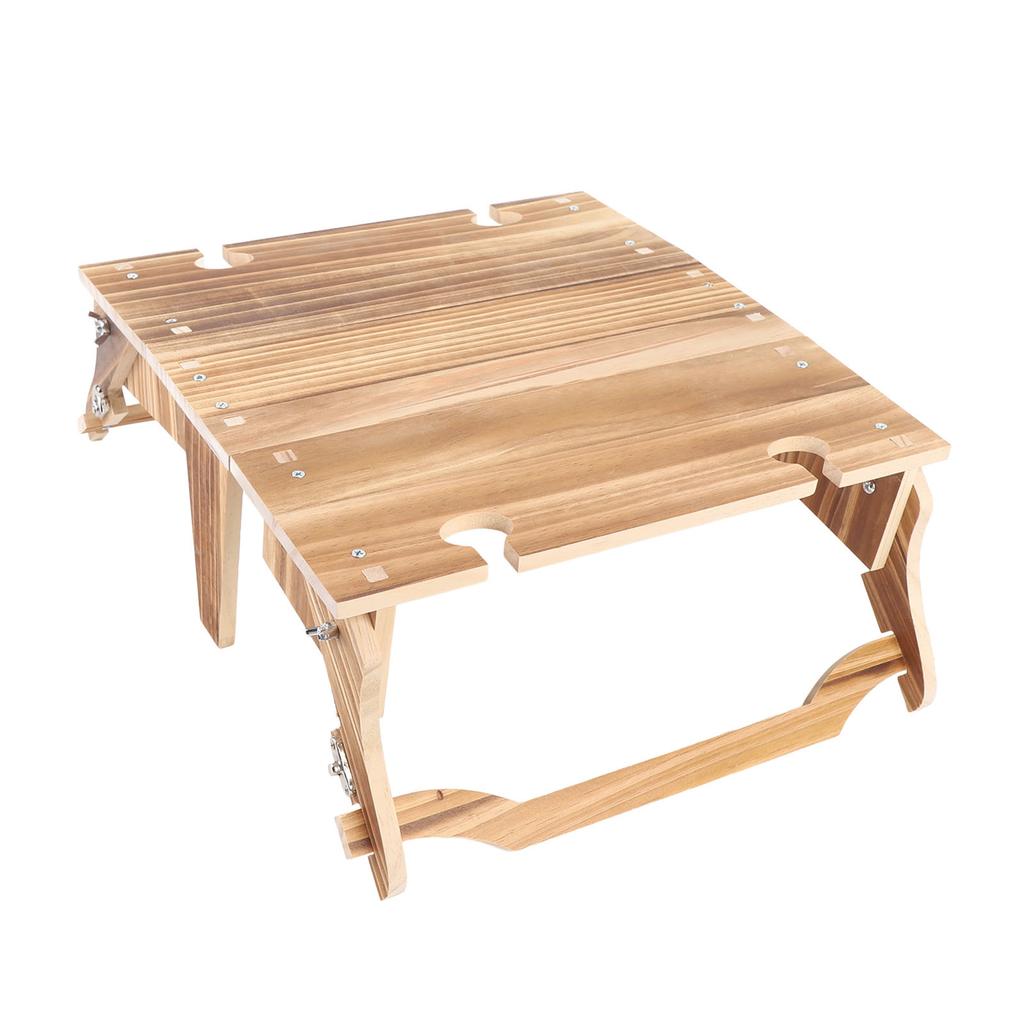 Wooden Folding Picnic Basket Table Outdoor Portable 2 in 1 Vintage with Wine Glass Holder