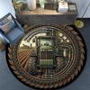 Rustic Machine Emblem Round Area Rug Under Office Chairs Bedroom Living Room Home Decor