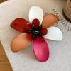Glass Acrylic Big Flower Badge Pin Exaggerated Vintage Colors Clothes Pin  Girls