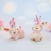 Kawaii Resin Pink Deer Ornament Cartoon Deer Birthday Cake Decor Baby Deer Doll Sculpture  Children