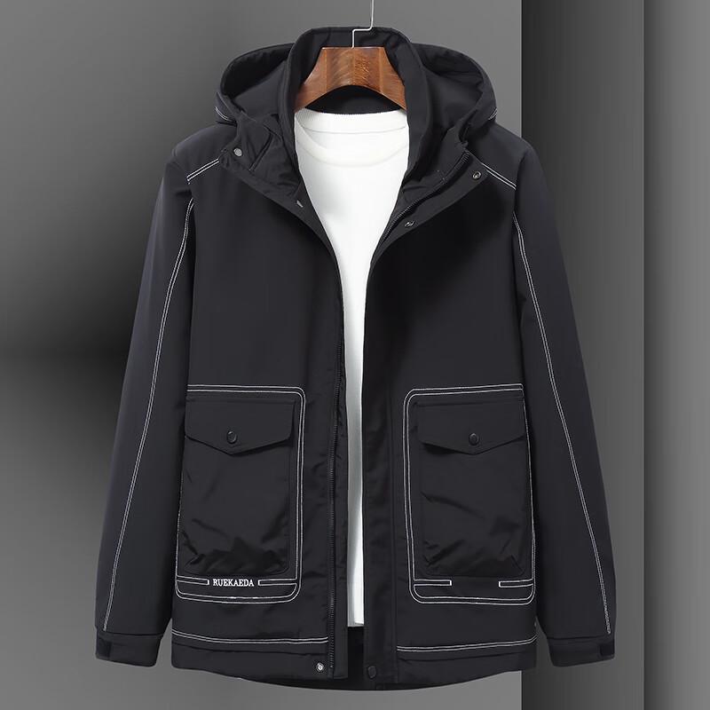 

Dibinze Мужская куртка большого размера с капюшоном, на флисовой подкладке, с утеплителем 3XL