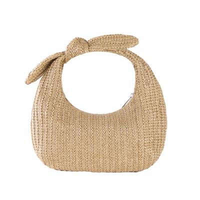 Bolsa de Palha de Papel Tricotada EZ PEACH Feminina, Bolsa de Mão/Ombro, Leve, Bolsa Meia-Lua, Perfeita para a Praia, Viagens, Verão, Festivais de Fogos de Artifício,