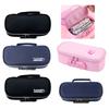 Large Capacity Pencil Case with Lock 4 Compartments Canvas Pen Pouches Multilayer Pen Organizers Bag Travel Makeup Bag