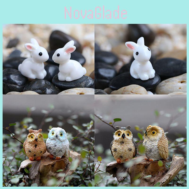 Charming Hand-painted Rabbit And Owl Ornament For Delightful Home Garden Accents