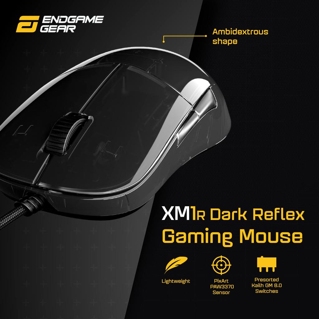 Endgame Gear XM1r Gaming Mouse, PAW3370 Sensor, 50-19,000 CPI, 5 Buttons, GM8.0 Switches, Dark Reflex, EGG-XM1R-DR