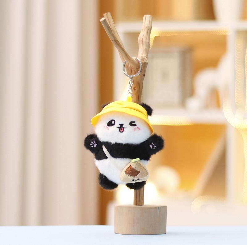 Plush Panda Toy With Keychain For Girls Soft Stuffed Animal Gift For Kids