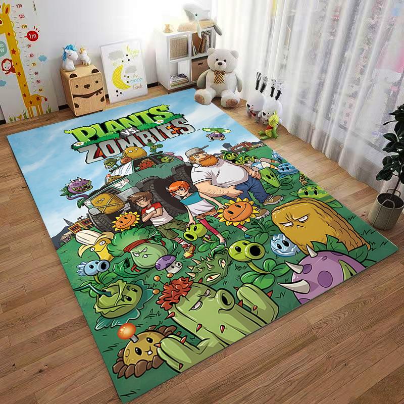 Cartoon Rug with Plants vs Zombies Theme Suitable for use as an anti-slip game mat for living room and bedroom sofas