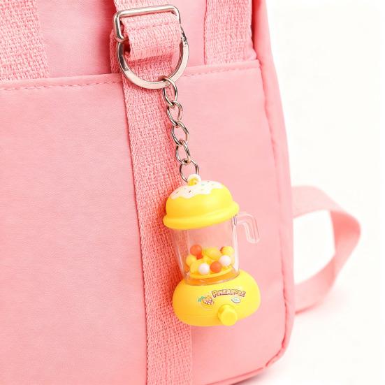 Kids Manual Juice Press Gashapon Keychain Simulation Extractor Toy with Spinning Balls Mini Backpack Charm for Boys Girls