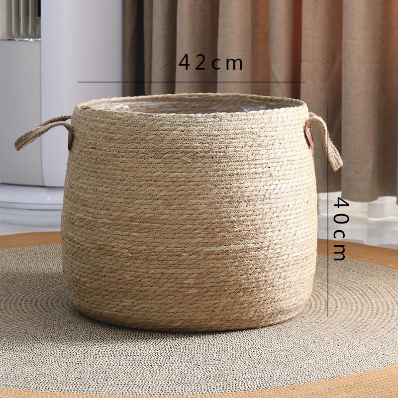 Woven Grass Planter Pot With Breathable Design For Living Room Decor Large Size