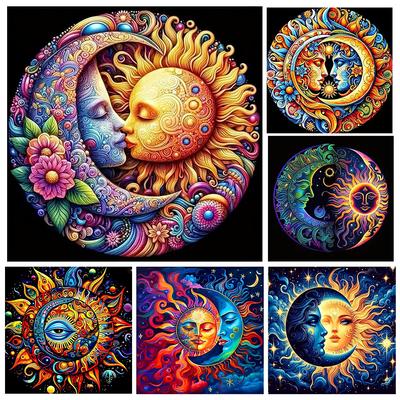 DIY Sun and Moon 5D Alien Diamond Art Set Suitable for Beginners Diamond Art Painting Set Suitable for Home Wall Decoration