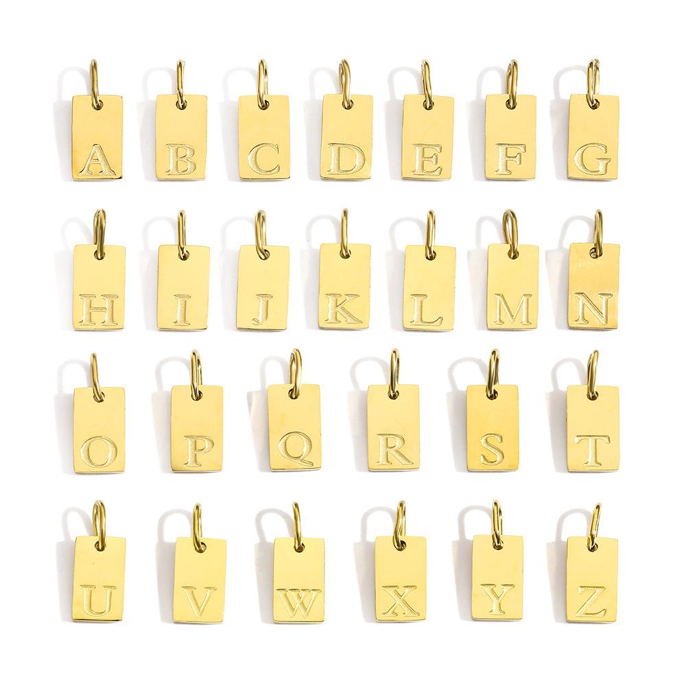 CARLIDANA 26 Letter Charms Set Heart Zircon Pearl Initial A-Z Alphabet Letter Gold Plated Stainless Steel Pendants for DIY