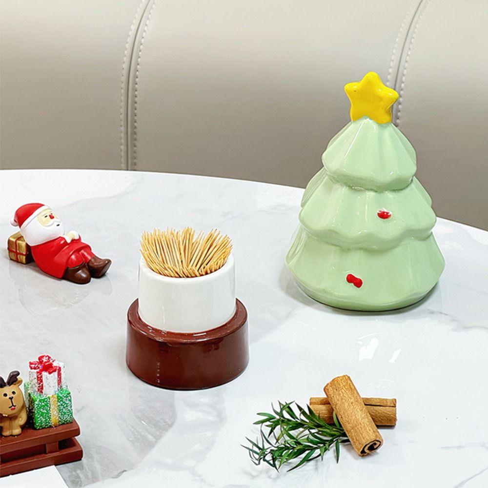 Christmas Tree Shaped Toothpick Dispenser Box Creative Toothpick Tube  Christmas Decorations