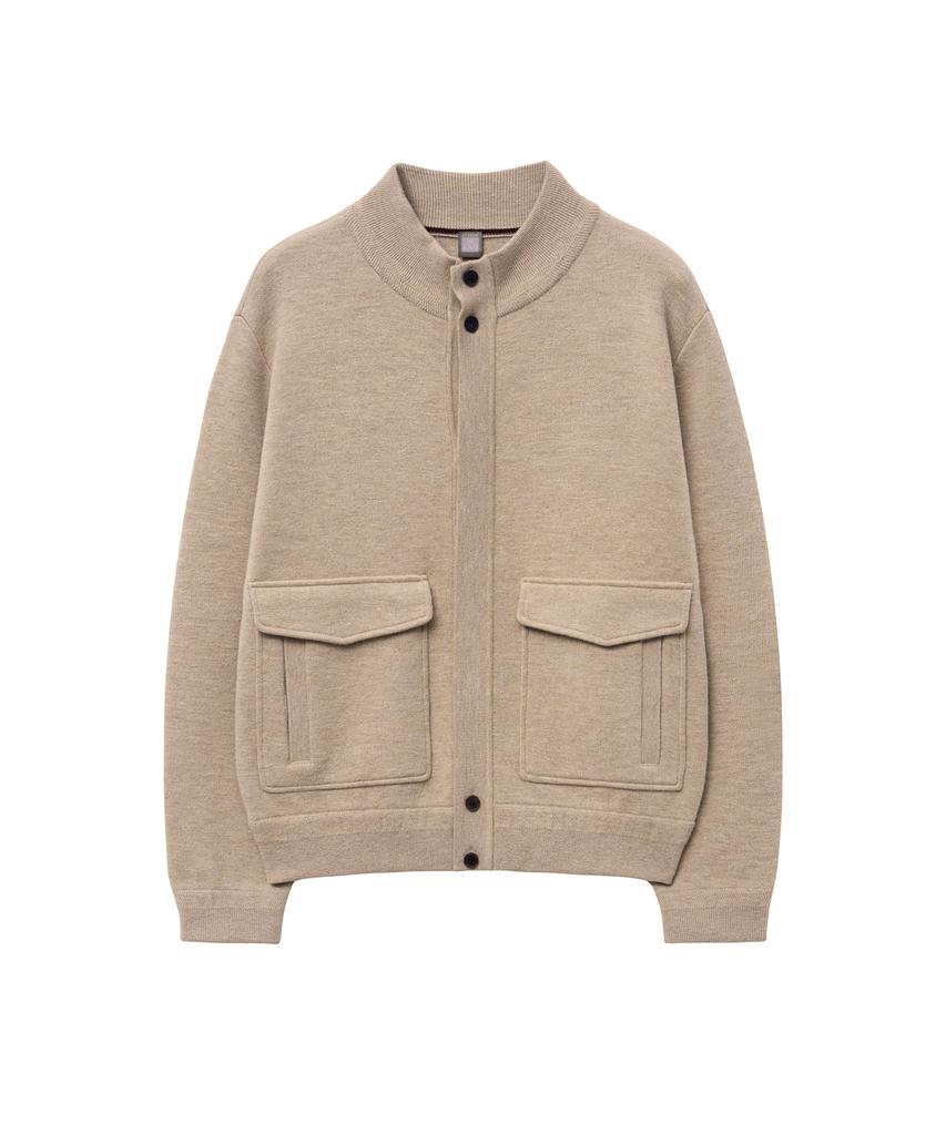 Iolo Merino Wool A-One Knit Jacket_Oatmeal