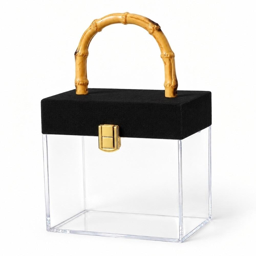 with Bamboo Handle Transparent Gift Box Acrylic Gift Box Wedding Souvenirs Party Candy Packaging