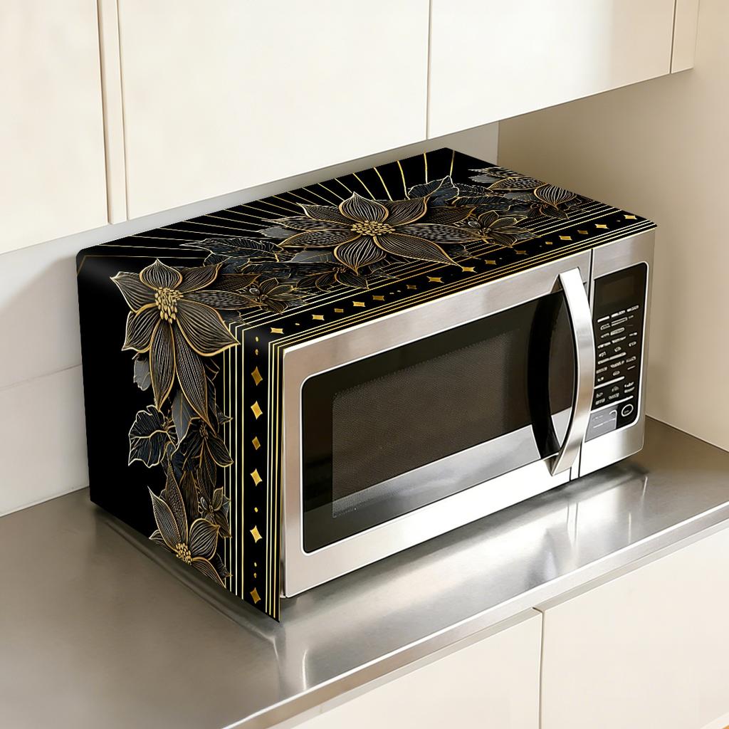 Flower Microwave Dust Cover 35x85cm Polyester Oven Dust Cover Machine Protector For Home Kitchen Dining Room Appliance Cover
