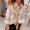 Warm Stripe Knitted Shawl Sunscreen Blouse Shoulder Fake Collar Retro Knot Scarf  Ladies/Girls