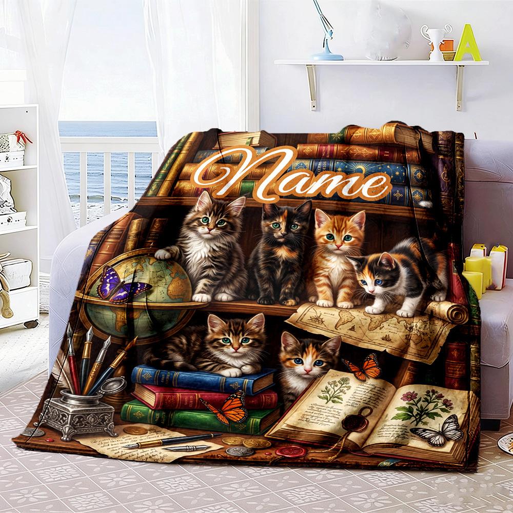 The Reading Cat Home Customize Your Name Home Blanketss Cozy Soft Lightweight Multipurpose Customize Your Name Home Blankets For All Seasons Perfect