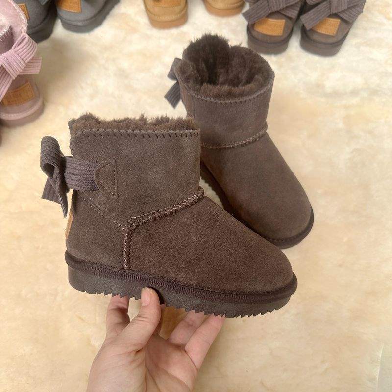 

Детские зимние сапоги с бантом, модель для родителей и детей, зимние бархатные утепленные термохлопковые ботинки, детские хлопковые ботинки 34 (inner length 20.5cm)