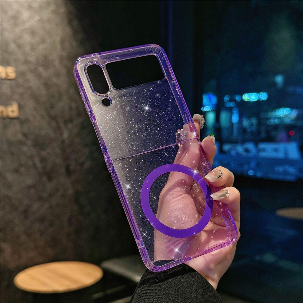 Applicable To Zflip5 Mobile Phone Case Folding and Colorful Samsung Galaxy Zflip4 Transparent Shell Gradient Magnetic Case